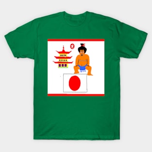 Sporty Japan Design on Green Background T-Shirt